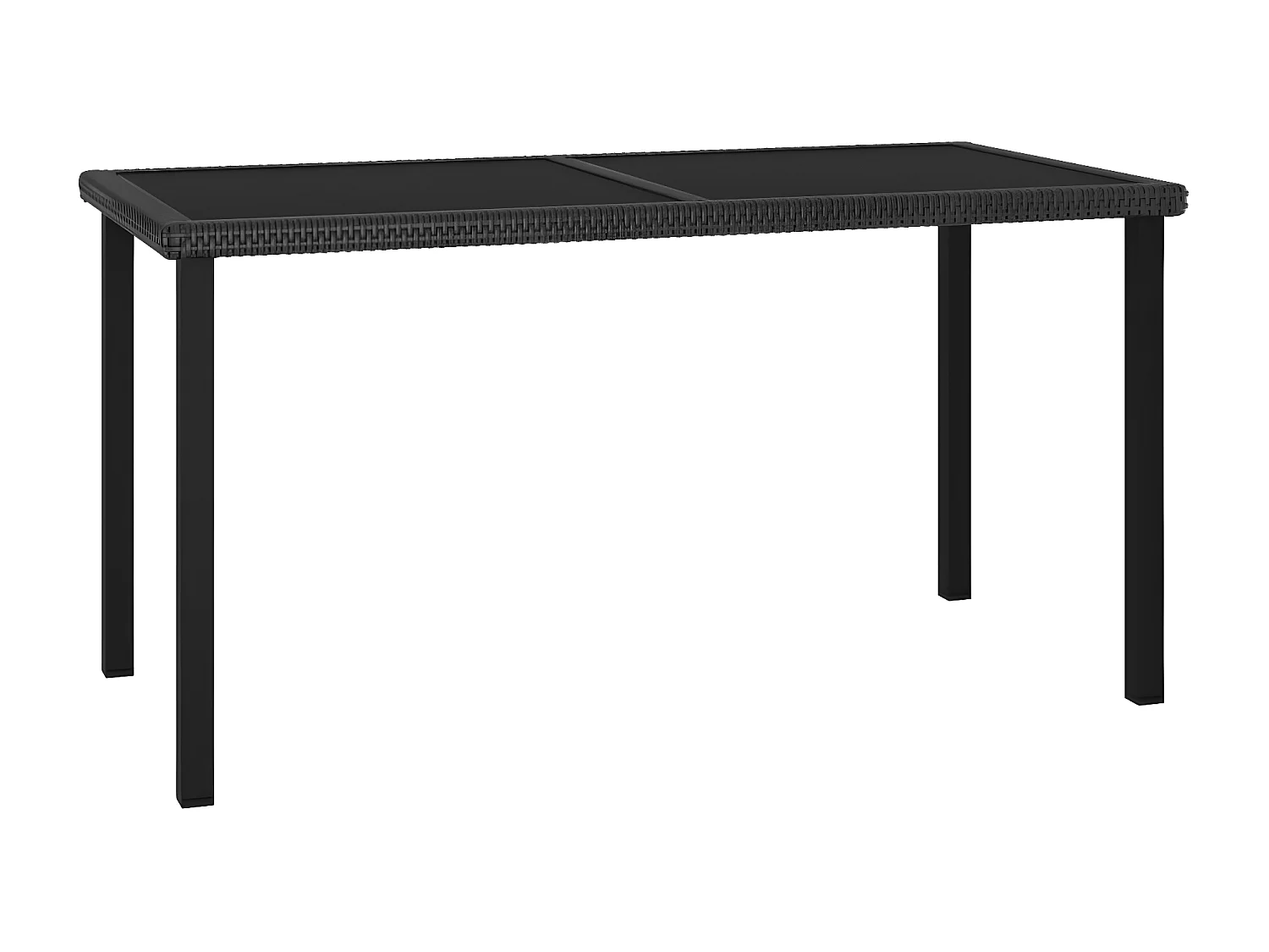 Natalie Hope  Table à dîner de jardin Noir 140x70x73 cm Résine tressée