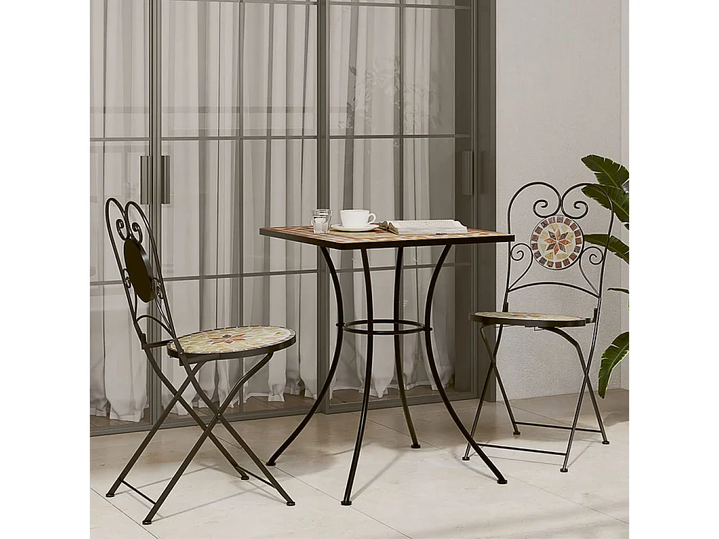 Michael Alan  Table de bistro mosaïque terre cuite 60x60x74 cm céramique