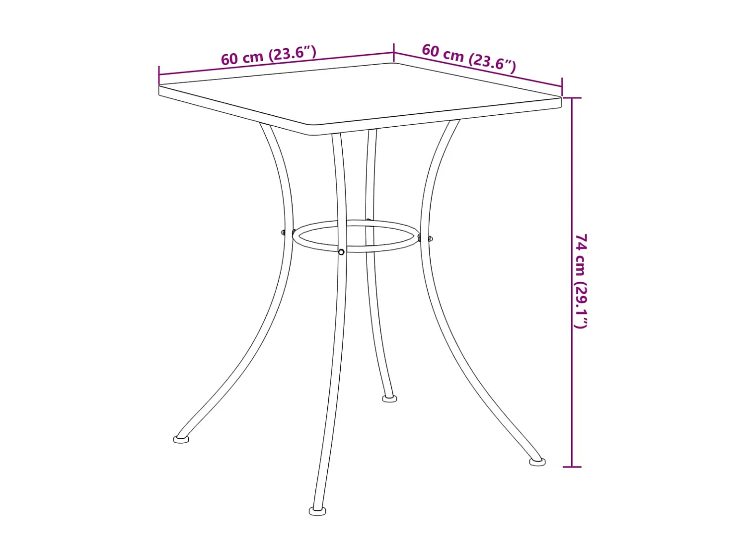 Michael Alan  Table de bistro mosaïque terre cuite 60x60x74 cm céramique