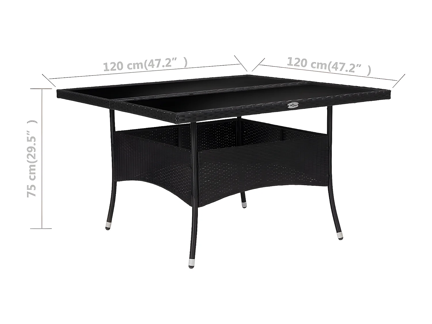 Tancredi  Tuintafel poly rattan en glas zwart