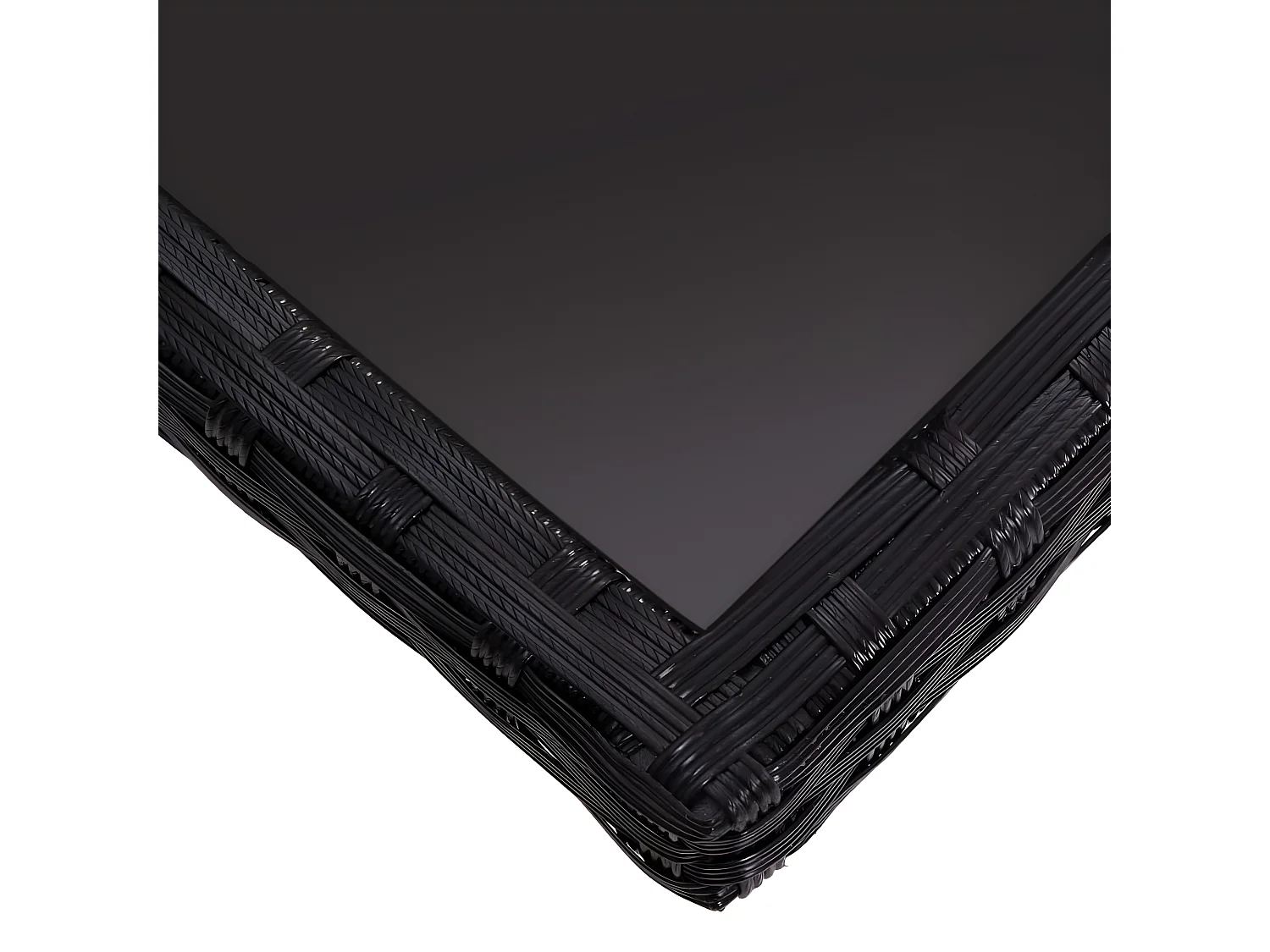 Tancredi  Table à dîner d'extérieur Noir Résine tressée et verre