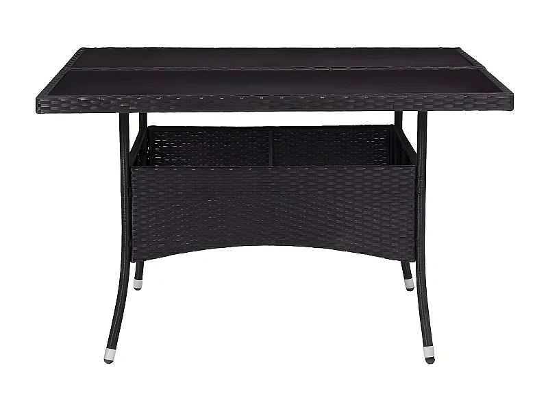 Tancredi  Tavolo da Pranzo per Giardino Nero in Polyrattan e Vetro