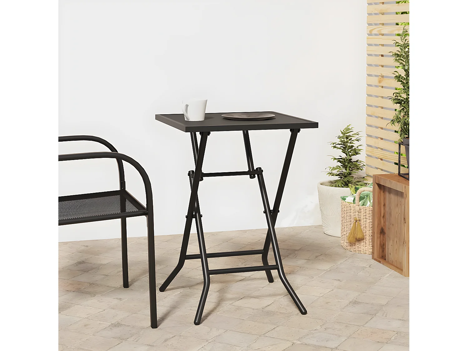 Njalra  Table de jardin pliable anthracite 50x50x72 cm maille d'acier
