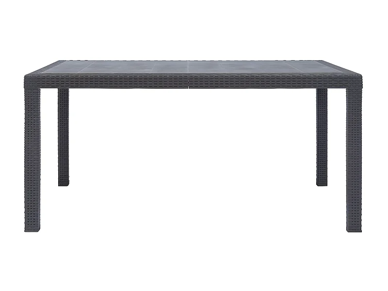 Celandor  Mesa de jardín de plástico aspecto ratán marrón 150x90x72 cm