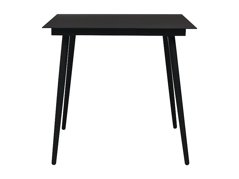 Gudleik  Table à dîner de jardin Noir 80x80x74 cm Acier et verre