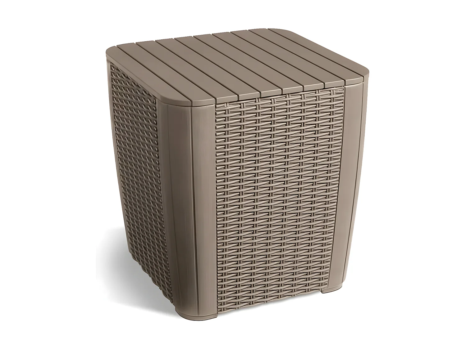 Prolenta Premium -  Tavolino da Giardino Luzon in Vimini Arrotondato Cappuccino