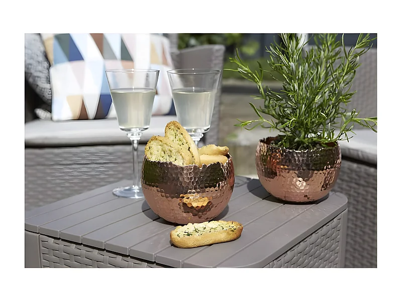 Prolenta Premium -  Garten-Beistelltisch Luzon Rattan-Optik Rund Cappuccino-Braun
