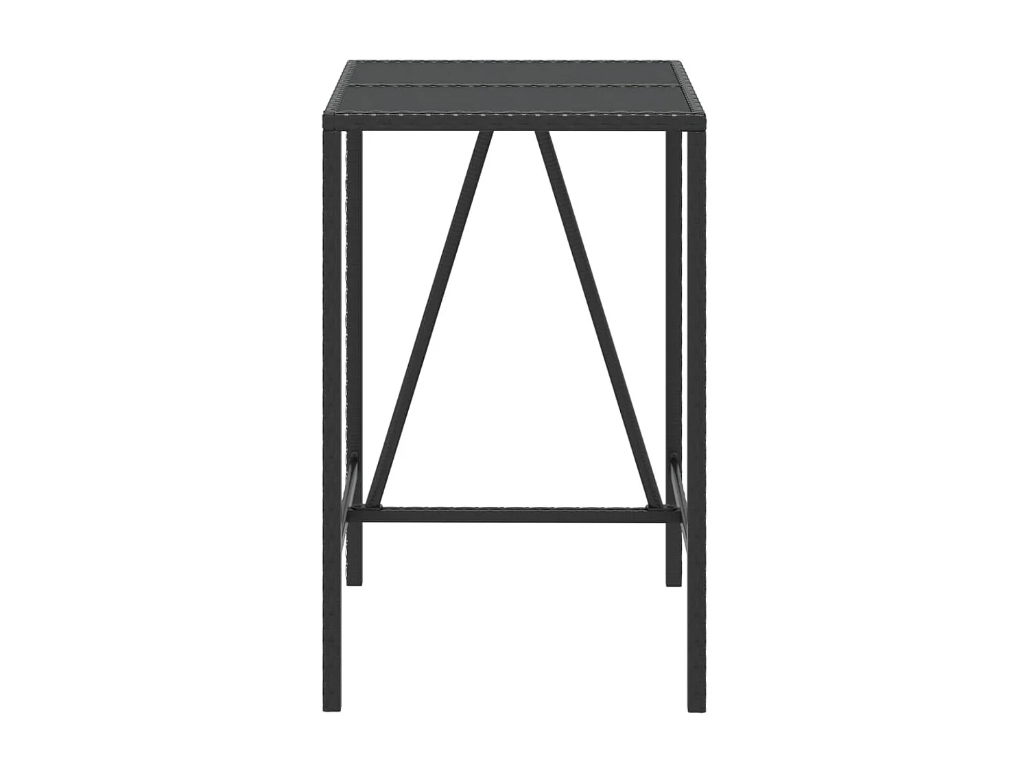 Village Green-Green Ridge  Table de bar et dessus en verre noir 70x70x110 cm poly rotin
