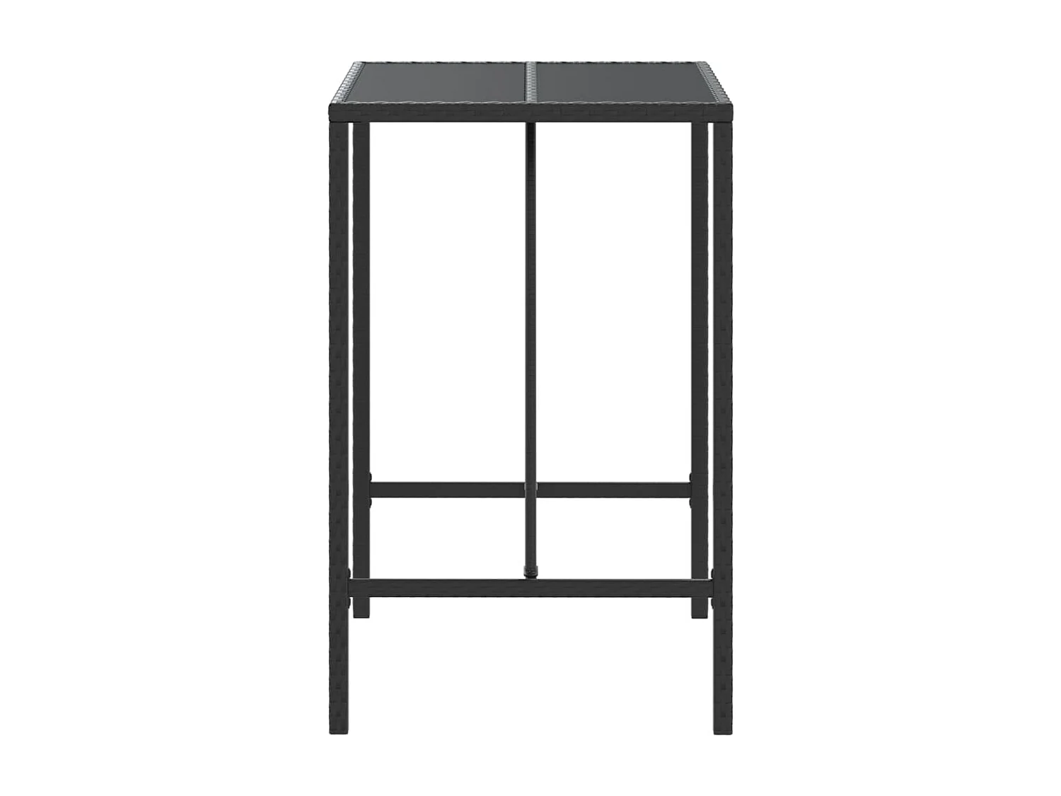 Village Green-Green Ridge  Table de bar et dessus en verre noir 70x70x110 cm poly rotin