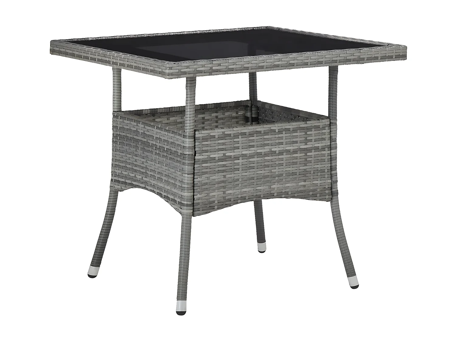 Iver  Tuintafel poly rattan en glas grijs