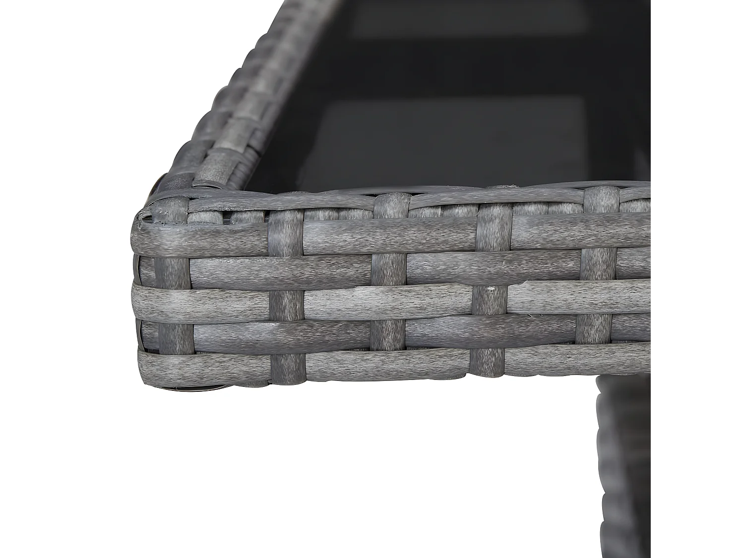 Iver  Tuintafel poly rattan en glas grijs