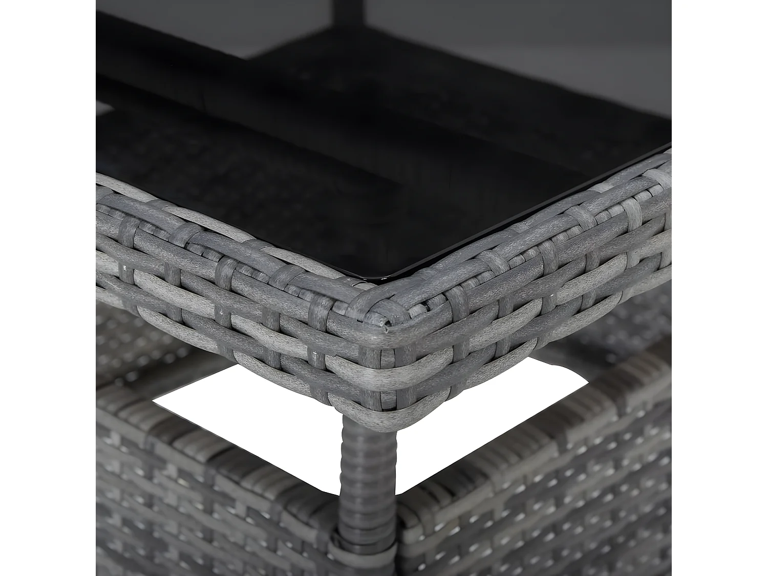 Iver  Mesa de comedor para jardín ratán sintético y vidrio gris