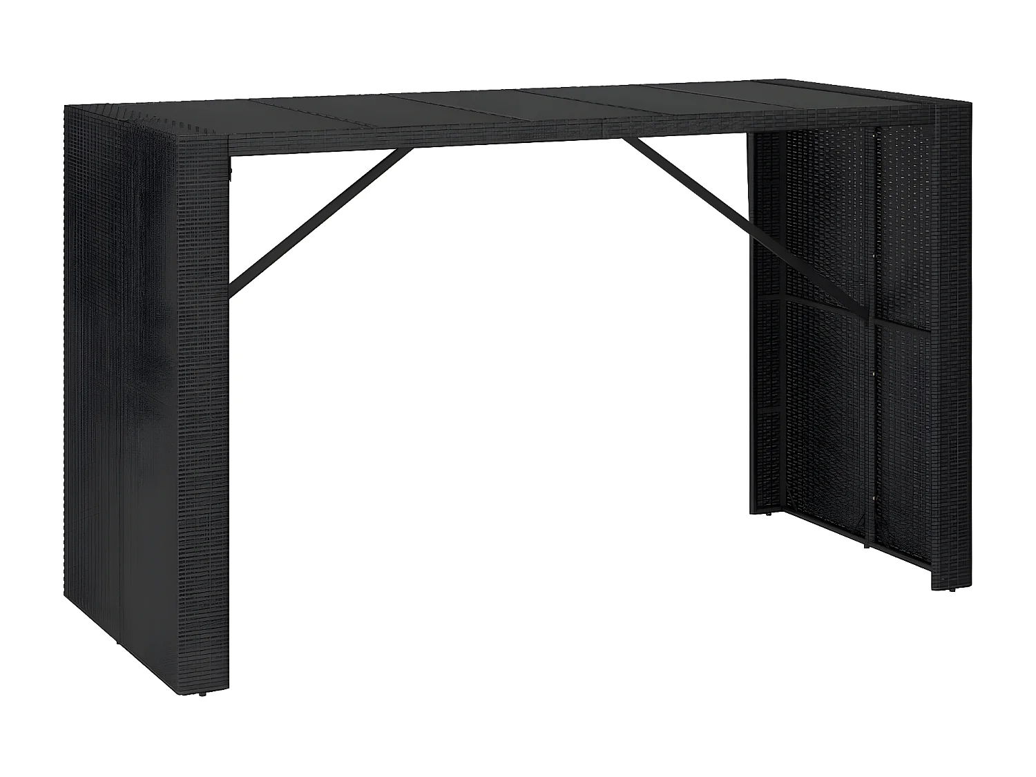 Lou  Tavolo da Bar con Piano in Vetro Nero 185x80x110 cm Polyrattan