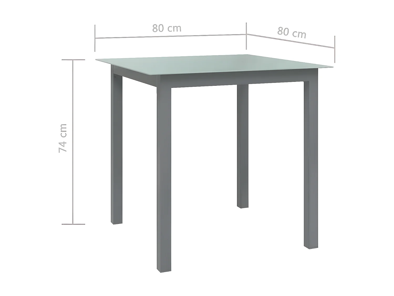 Batesville  Tavolo da Giardino Antracite 80x80x74 cm in Alluminio e Vetro