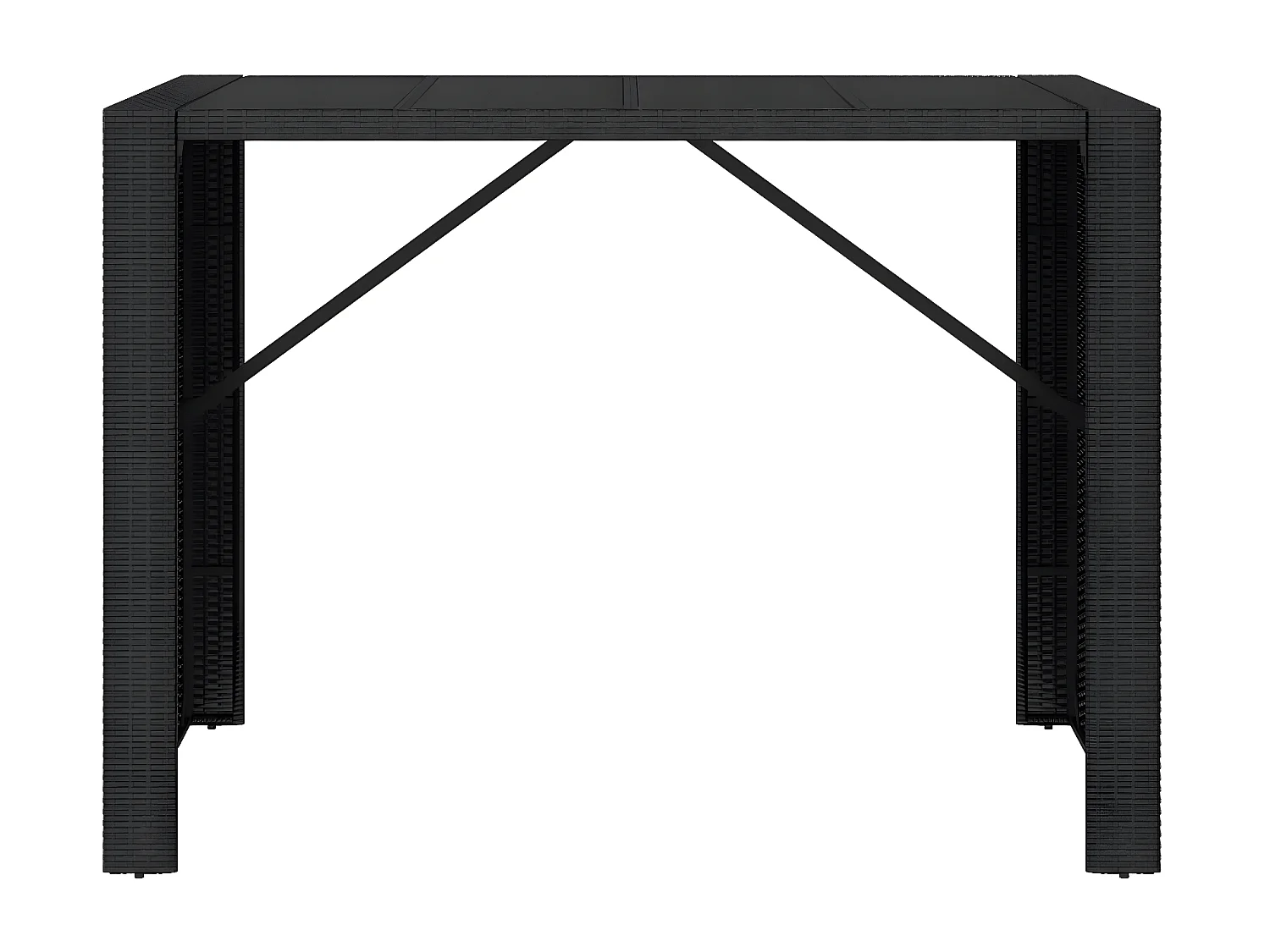 Lou  Bartafel met glazen blad 145x80x110 cm poly rattan zwart