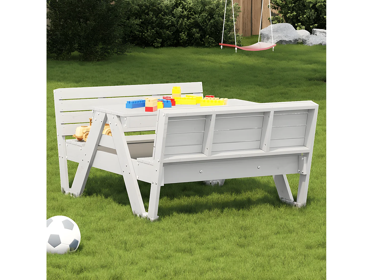 Velmi  Picknicktafel voor kinderen 88x122x58 cm massief grenenhout wit