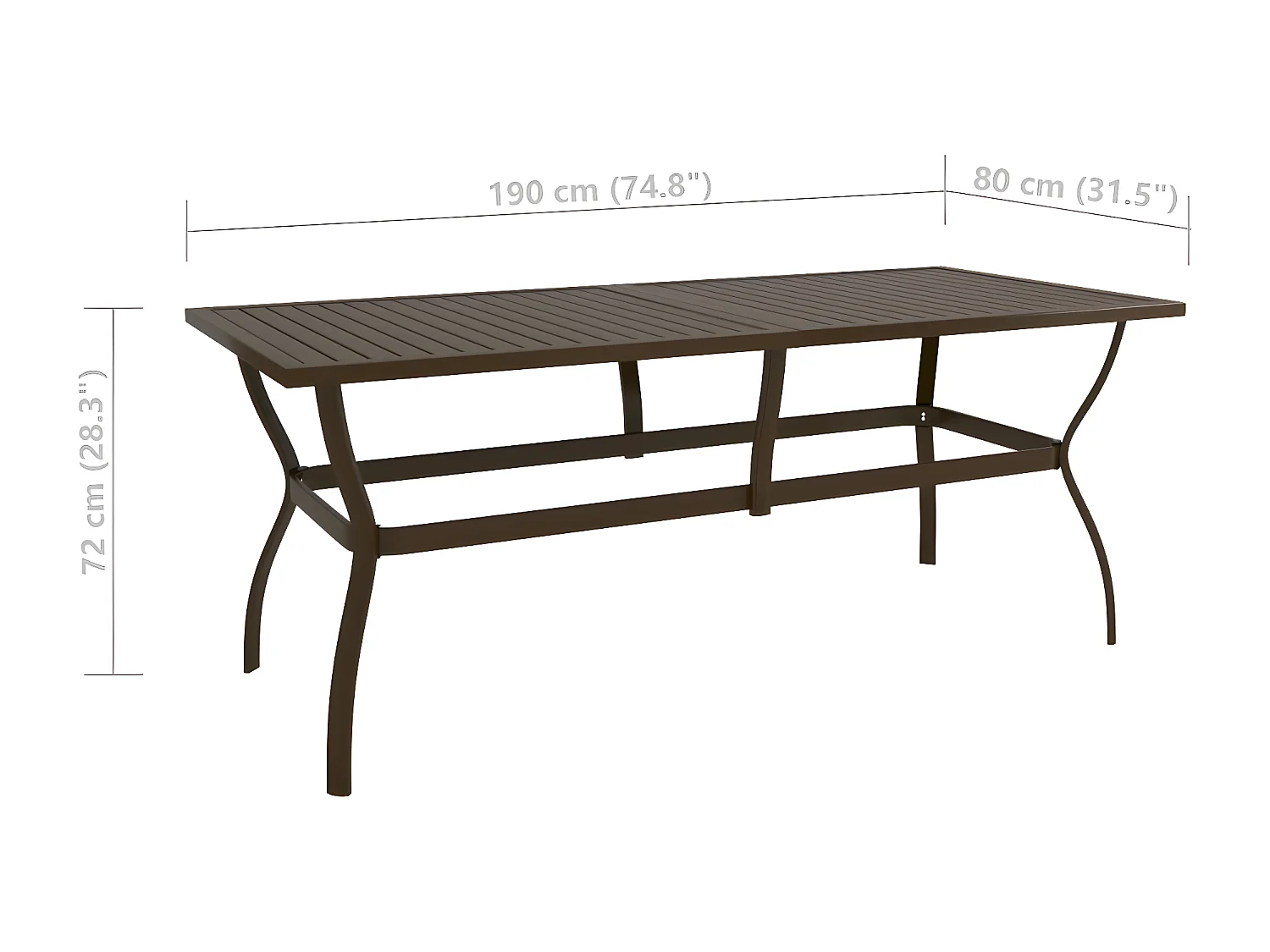 Finley  Tuintafel 190x80x72 cm staal bruin