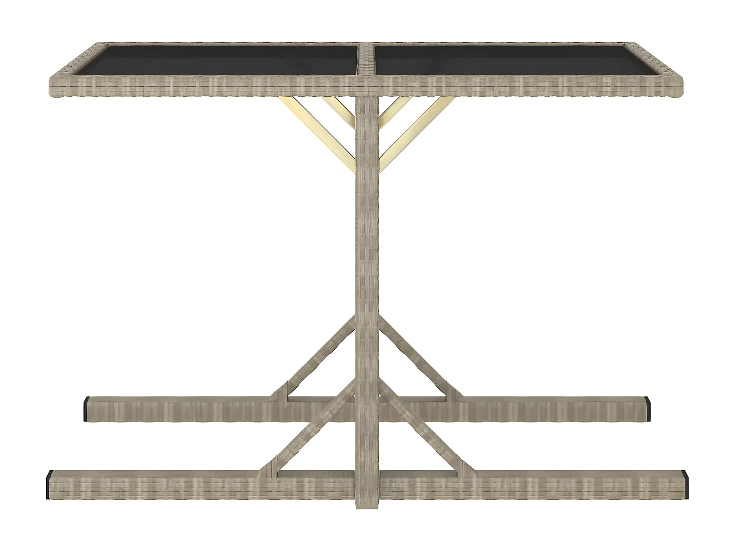 Drumsna  Table de jardin Beige 110x53x72 cm Verre et résine tressée