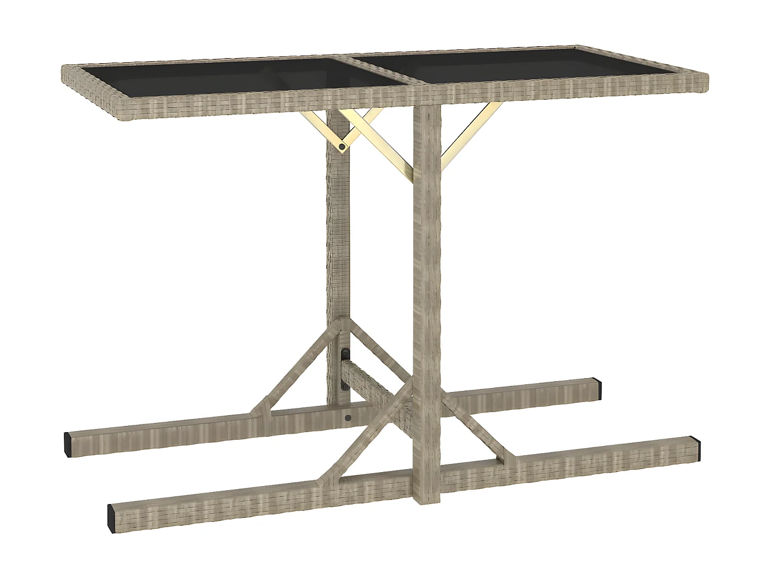 Drumsna  Table de jardin Beige 110x53x72 cm Verre et résine tressée