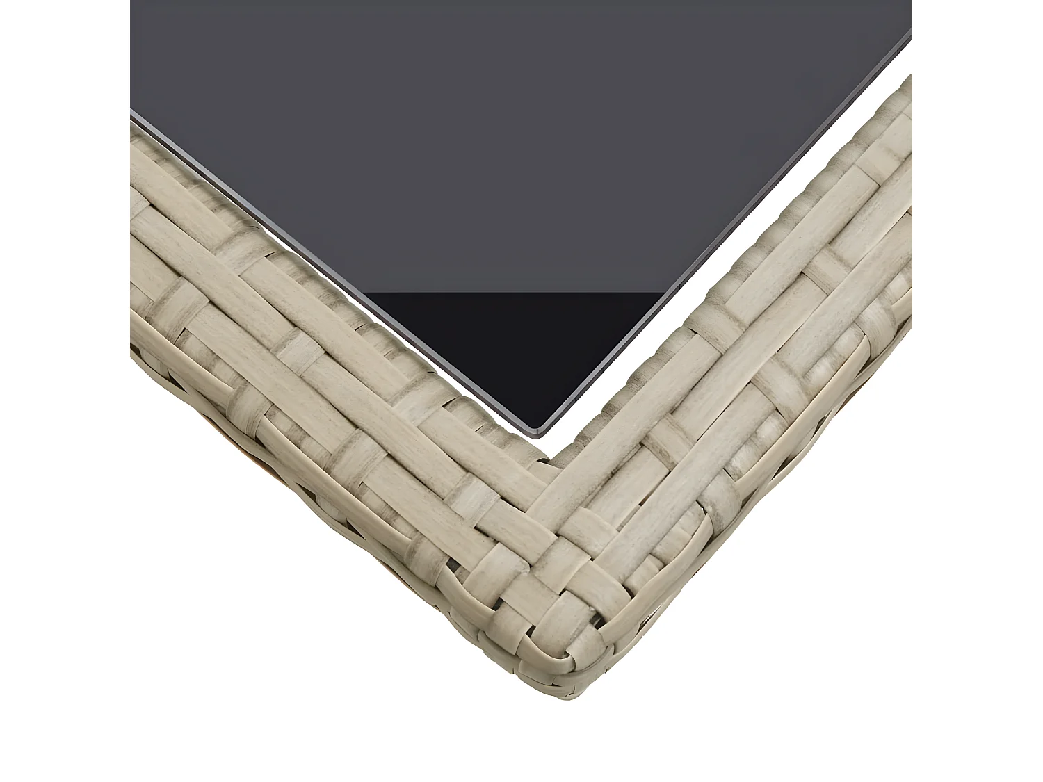 Drumsna  Table de jardin Beige 110x53x72 cm Verre et résine tressée