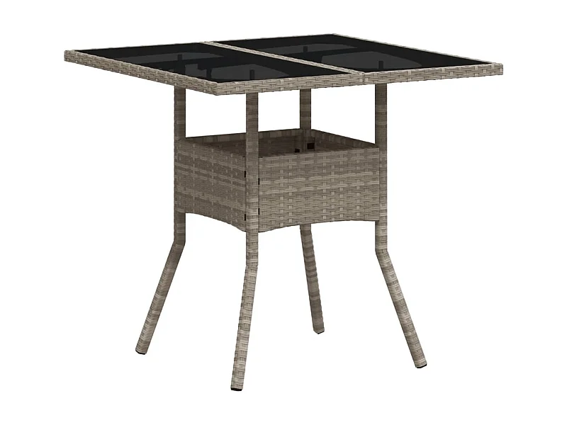 Leila Hope  Table de jardin avec dessus en verre gris clair résine tressée