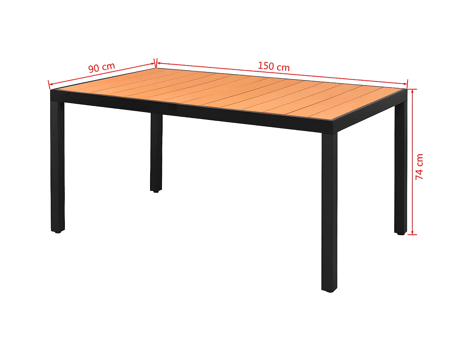 Valentin-Luc  Tuintafel 150x90x74 cm aluminium en HKC bruin