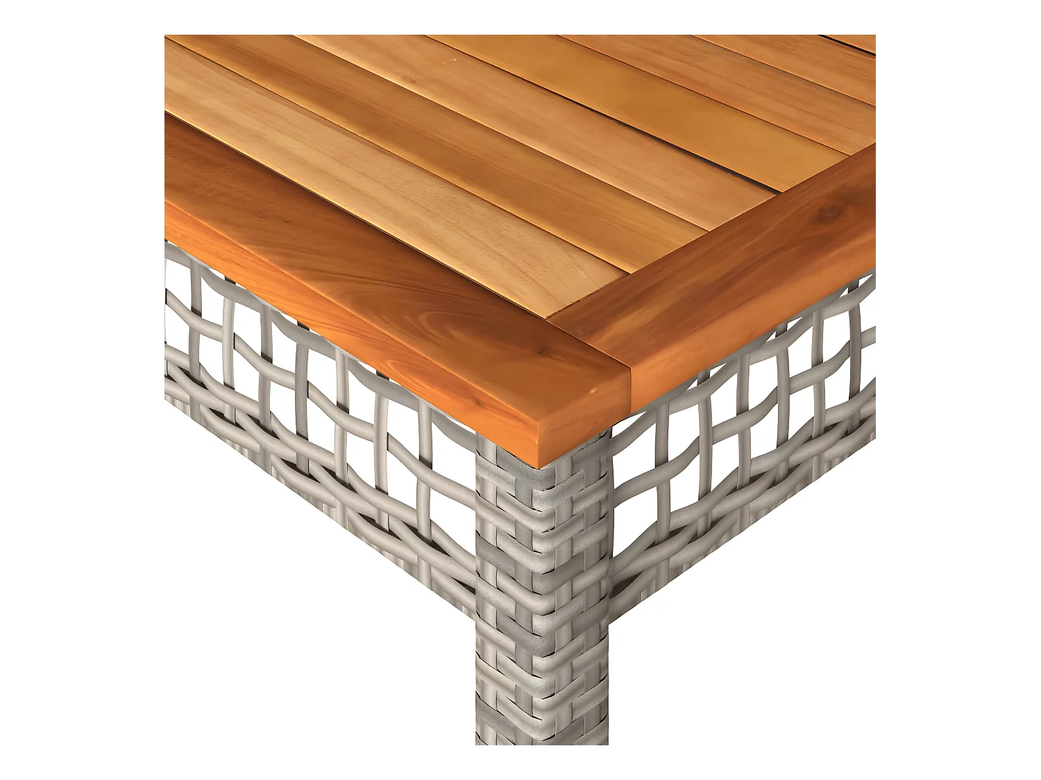 Centreville  Table de jardin gris 140x80x75 cm résine tressée et bois acacia