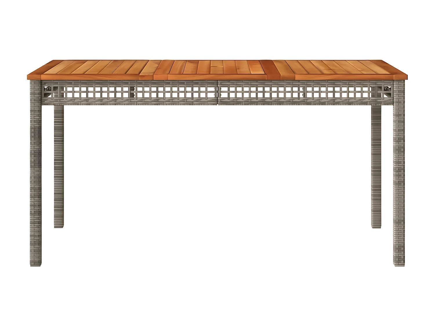 Centreville  Table de jardin gris 140x80x75 cm résine tressée et bois acacia