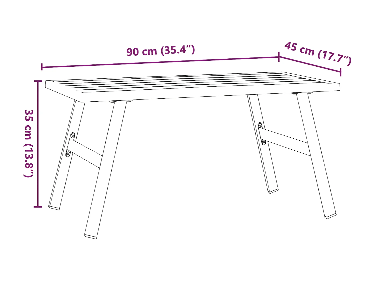 Garden Furniture -  Garten-Couchtisch Schwarz 90x45x35 cm Pulverbescchteter Stahl