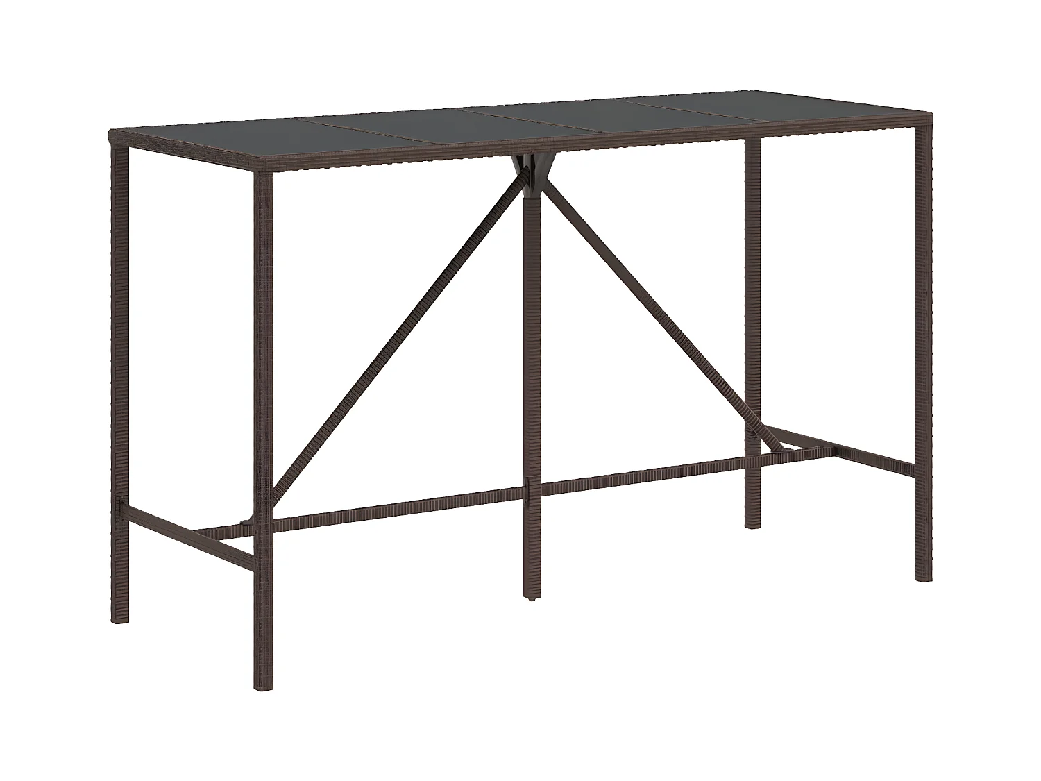 Village Green-Green Ridge  Table de bar et dessus en verre marron 180x70x110 cm poly rotin