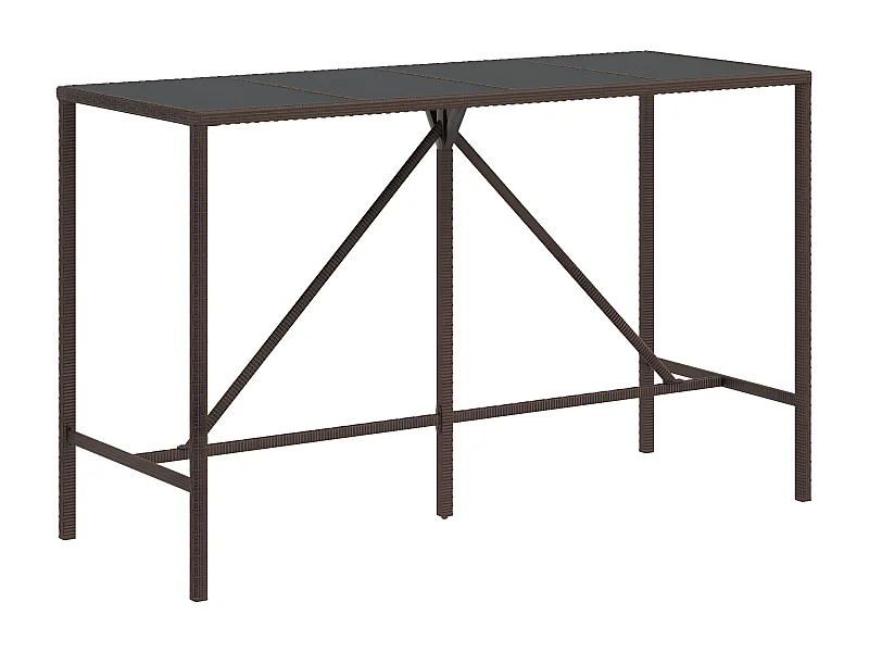 Village Green-Green Ridge  Bartafel met glazen blad 180x70x110 cm poly rattan bruin