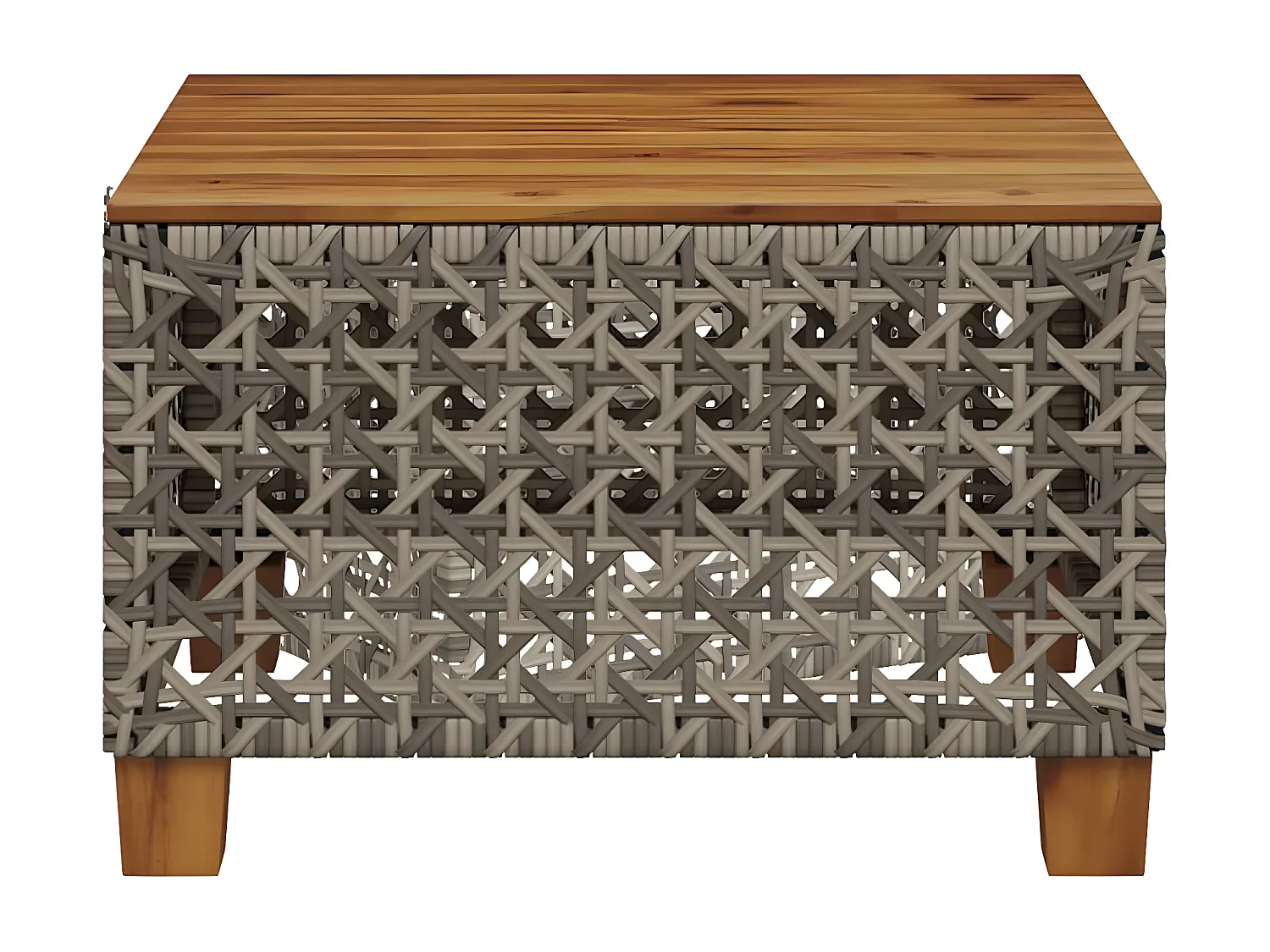 Cirlon  Mesa de jardín ratán sintético madera acacia gris 55x55x36 cm