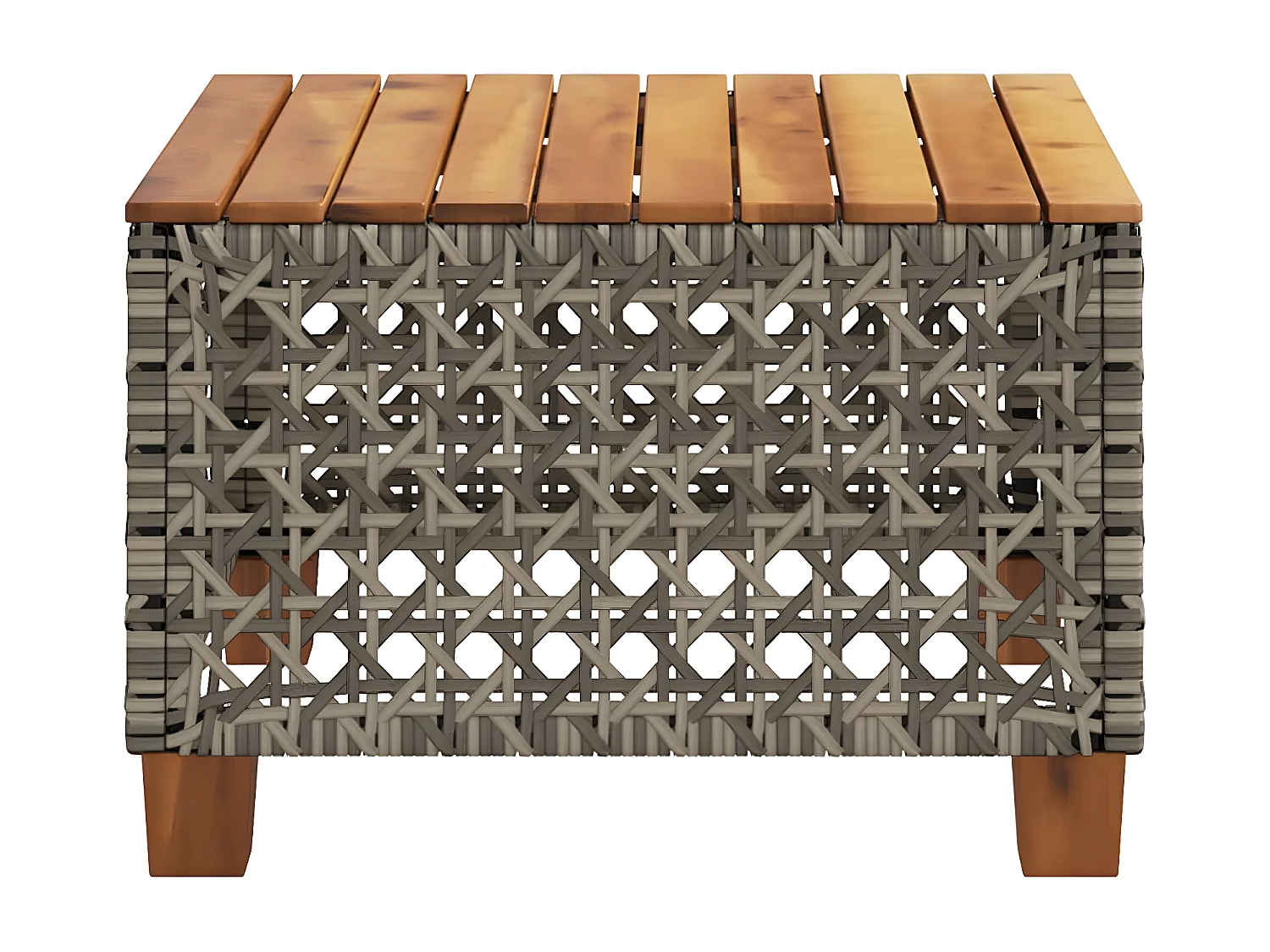 Cirlon  Mesa de jardín ratán sintético madera acacia gris 55x55x36 cm