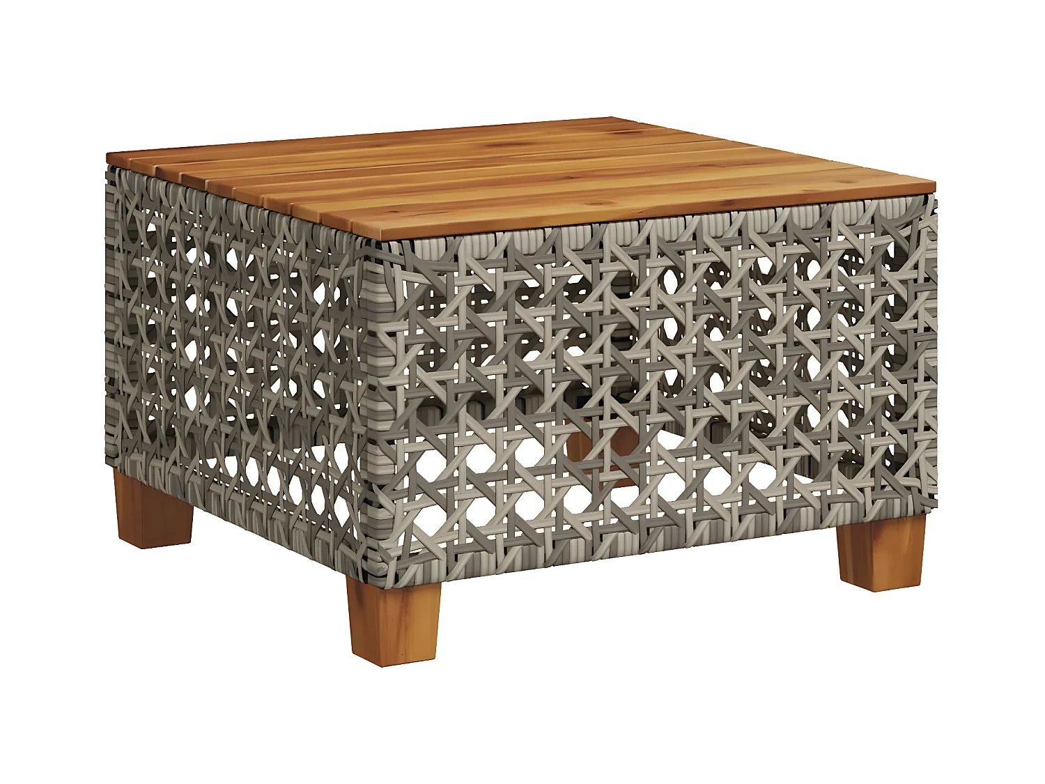 Cirlon  Table de jardin gris 55x55x36 cm résine tressée et bois acacia