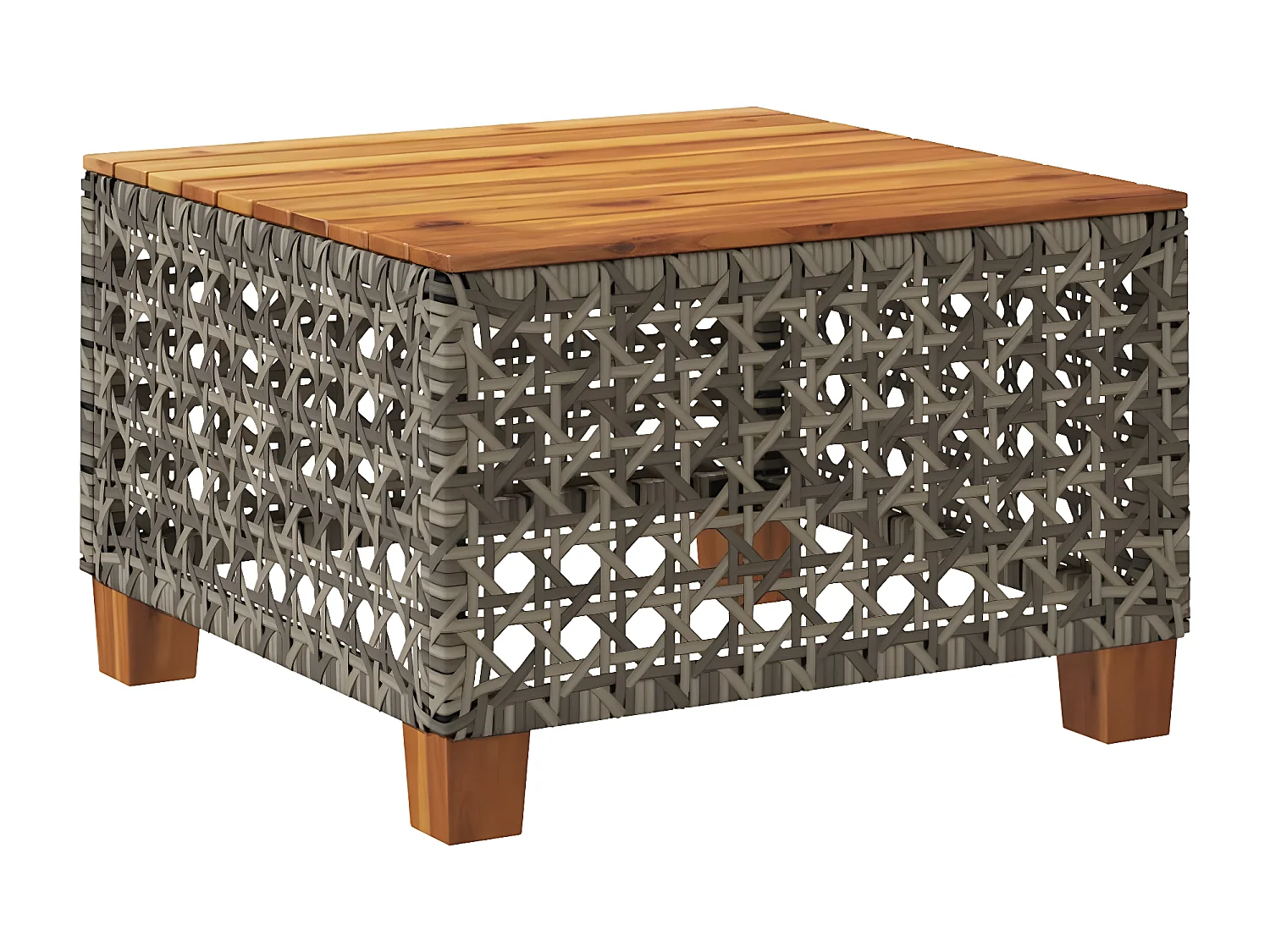 Cirlon  Table de jardin gris 55x55x36 cm résine tressée et bois acacia