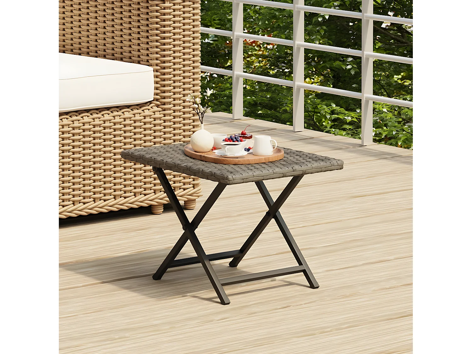 Sullivan  Tafel inklapbaar 45x35x32 cm poly rattan grijs