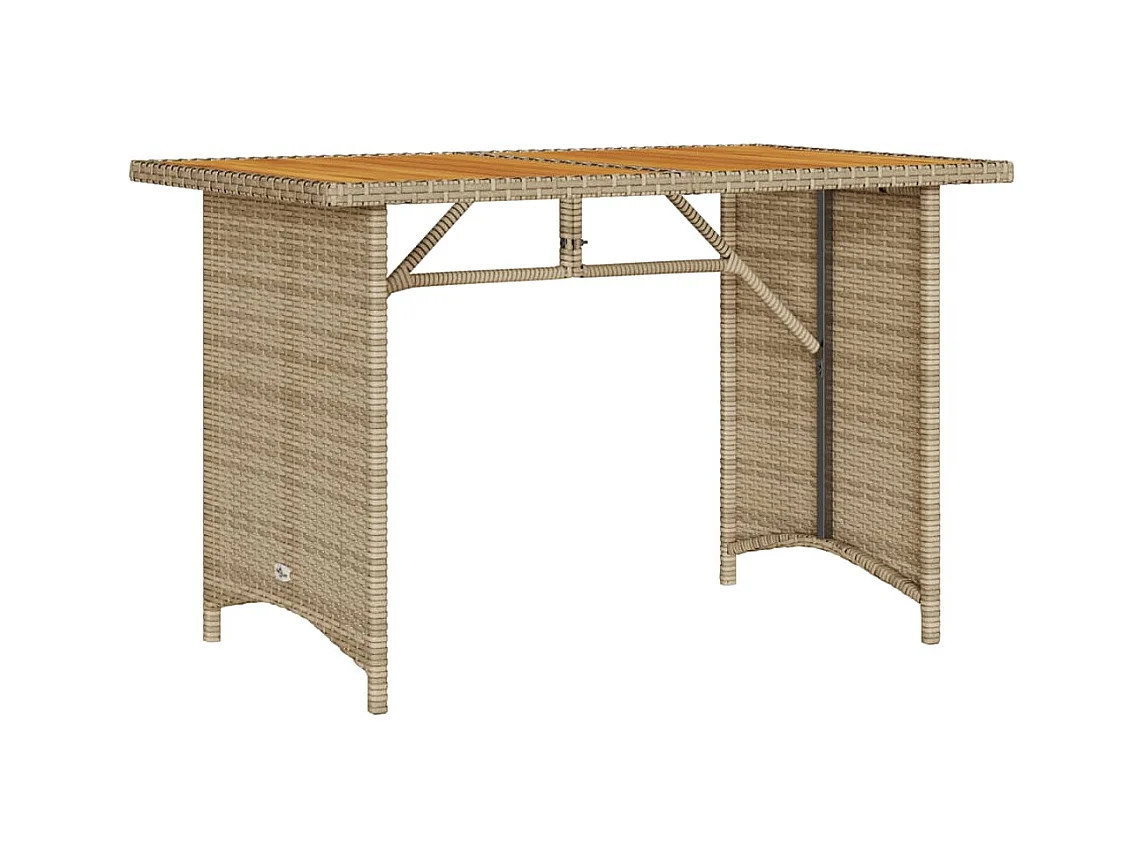 Sylvi  Table de jardin avec dessus en bois noir 110x68x70 cm rotin