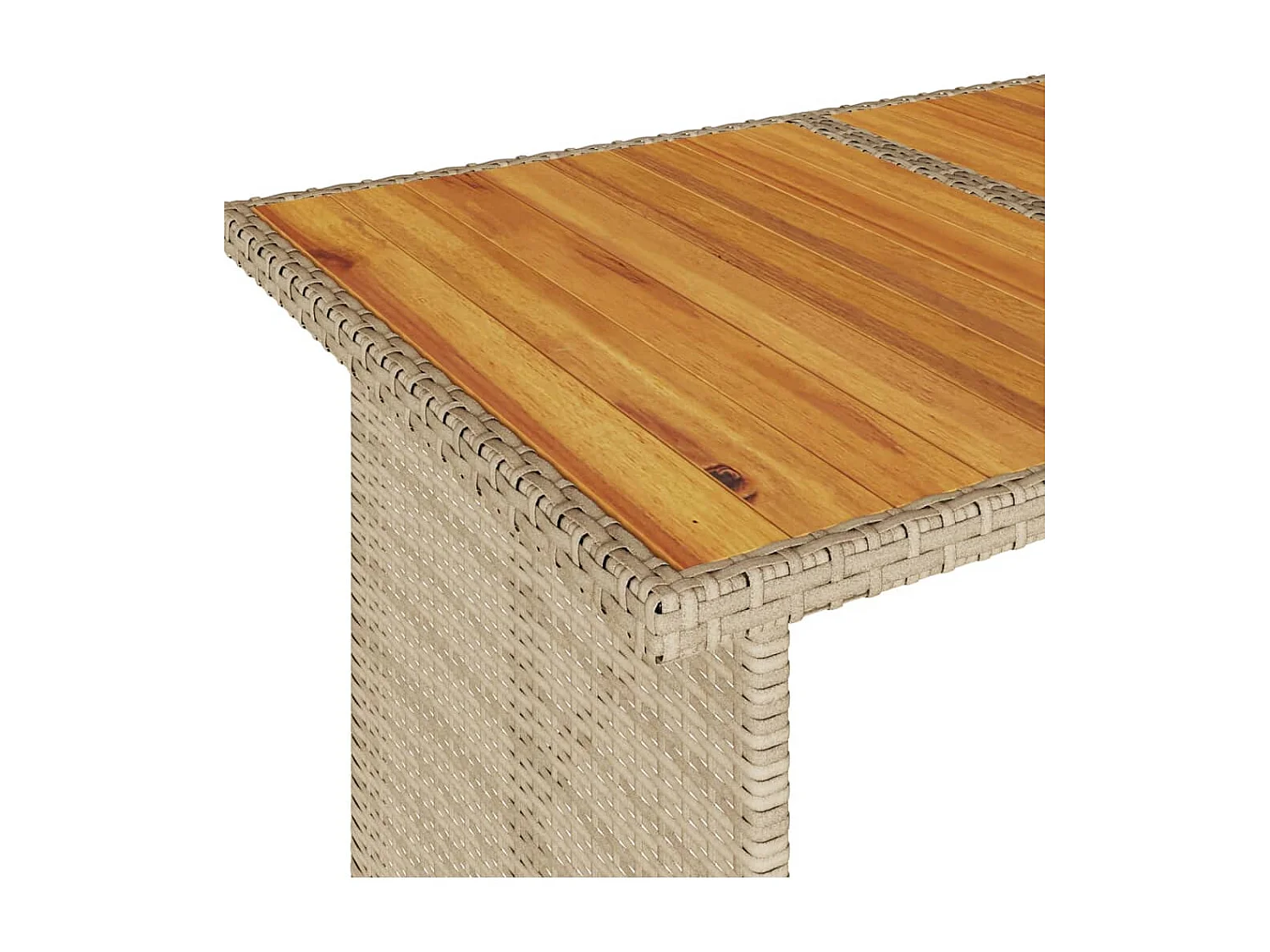 Sylvi  Mesa de jardín superficie de madera ratán PE beige 110x68x70 cm