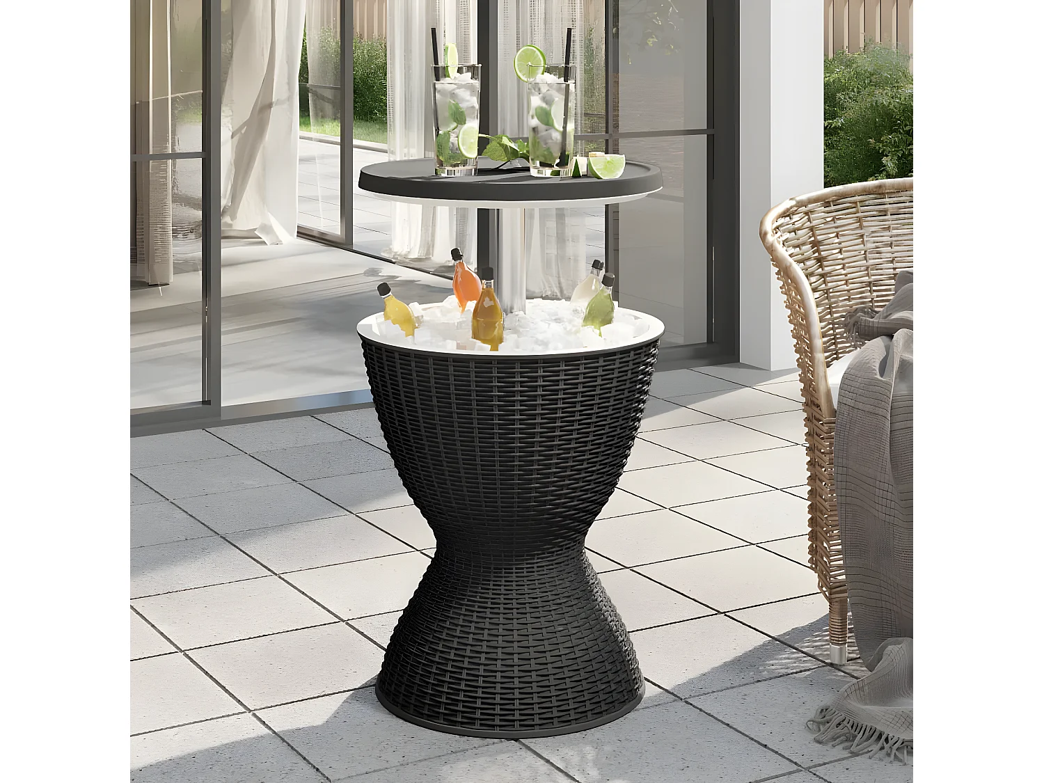 Pierre-Charles  3-in-1 Tisch mit Eiskühler Schwarz Polypropylen