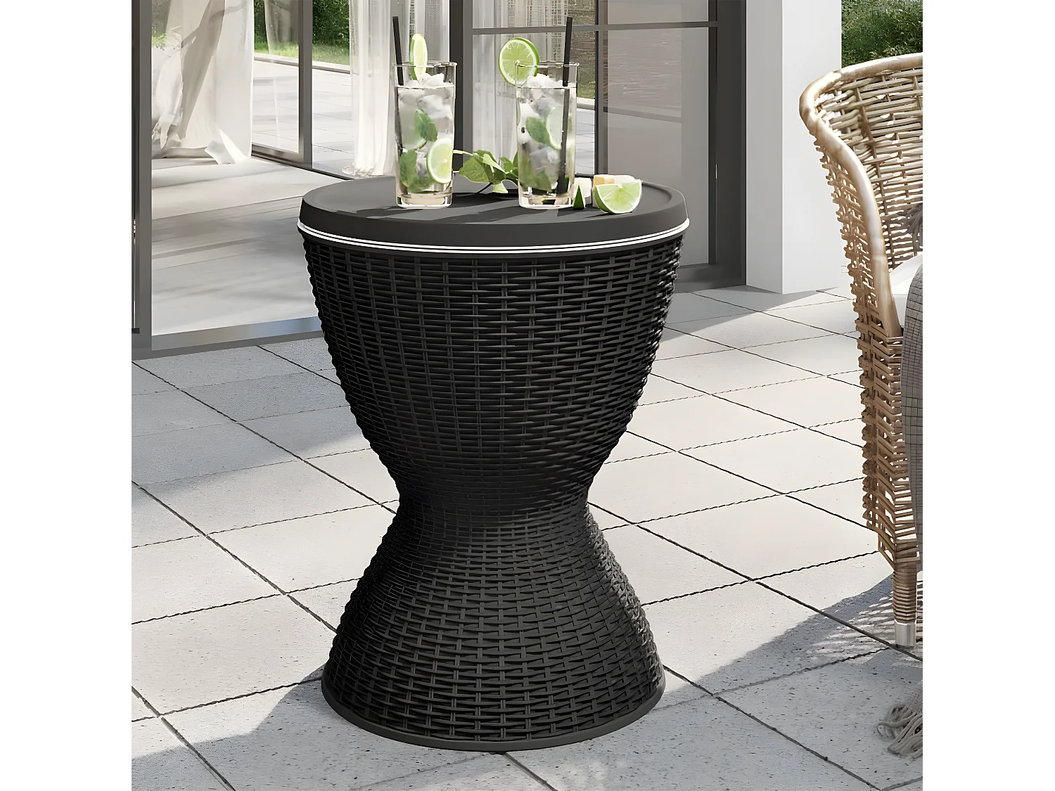 Pierre-Charles  3-in-1 Tisch mit Eiskühler Schwarz Polypropylen