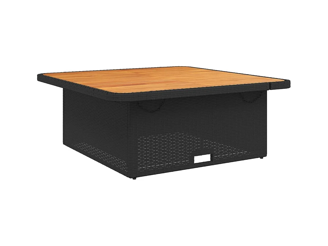 Rucphen  Tuintafel 110x110x71 cm poly rattan en massief acaciahout zwart