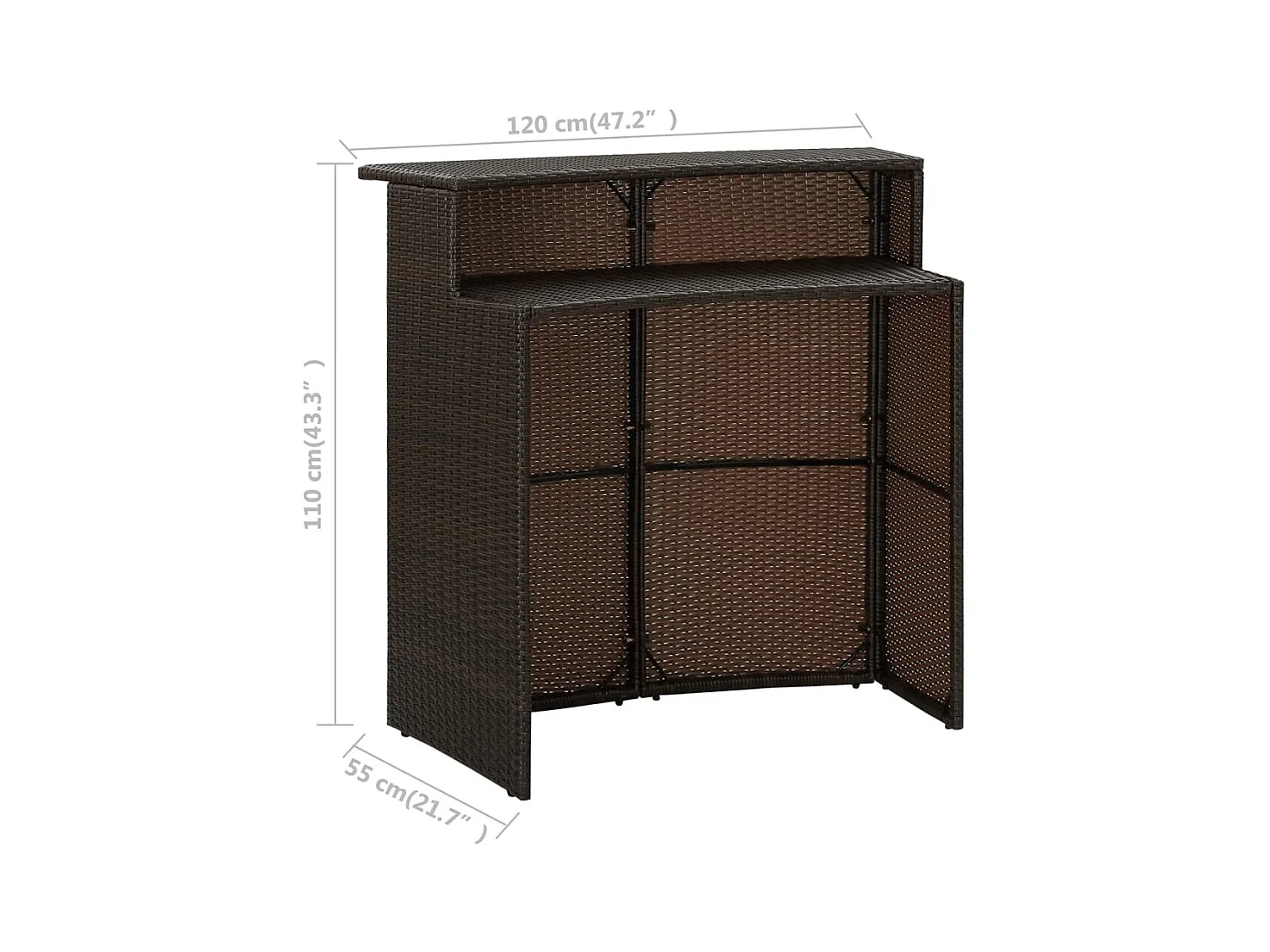 Farid  Tuinbartafel 120x55x110 cm poly rattan bruin