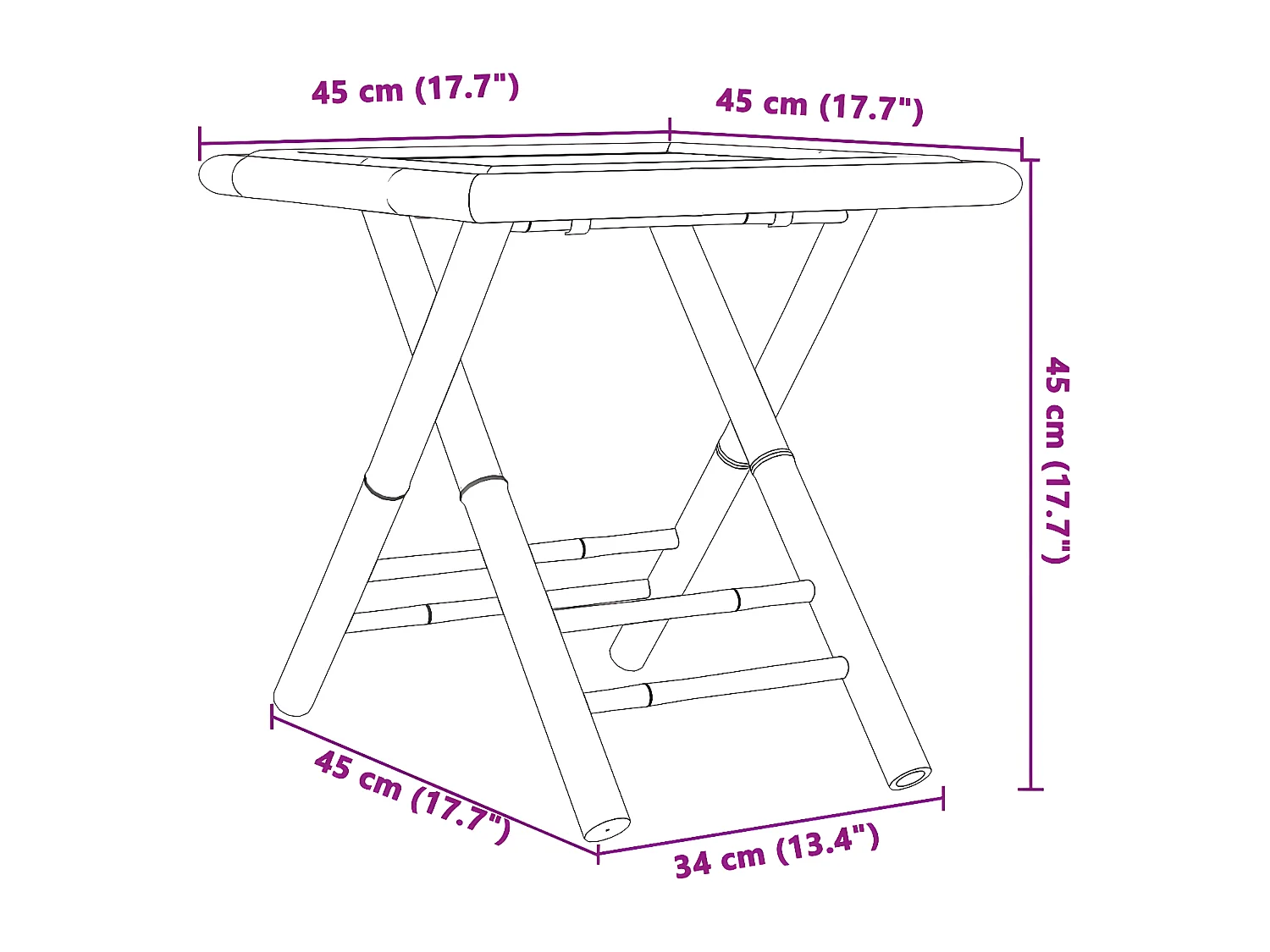 Marie-Thérèse  Table de jardin pliable 45x45x45 cm bambou