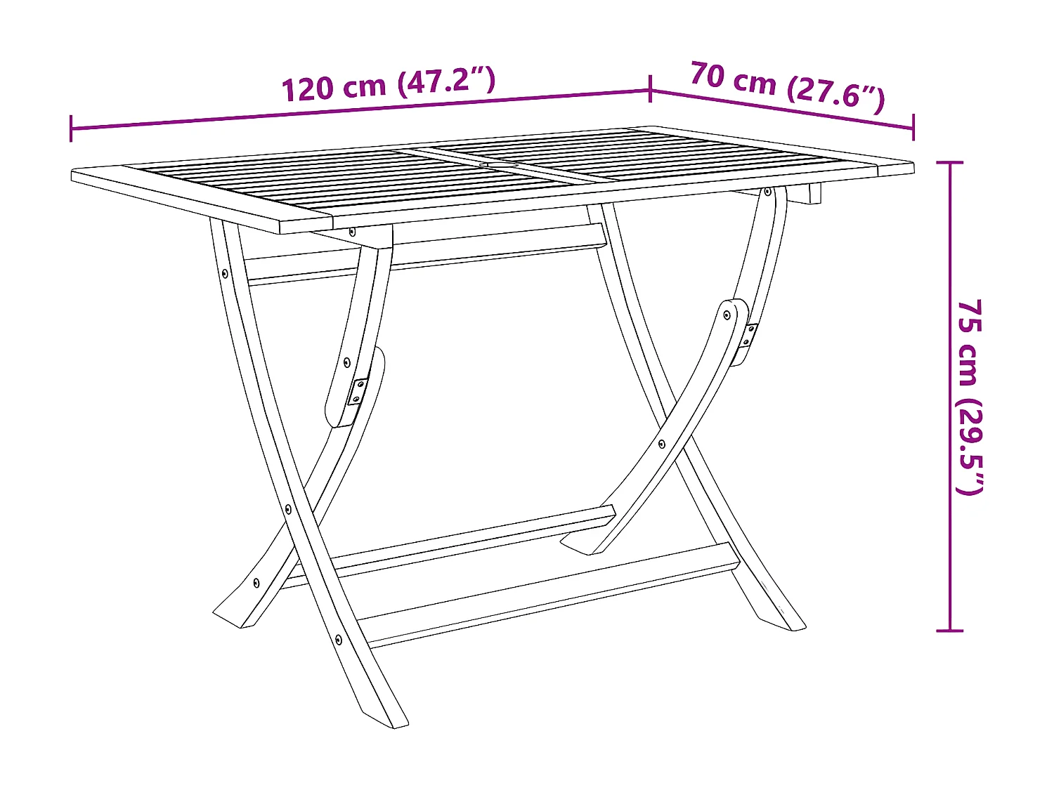 Celronor  Table de jardin pliable 120x70x75 cm Bois d'acacia massif