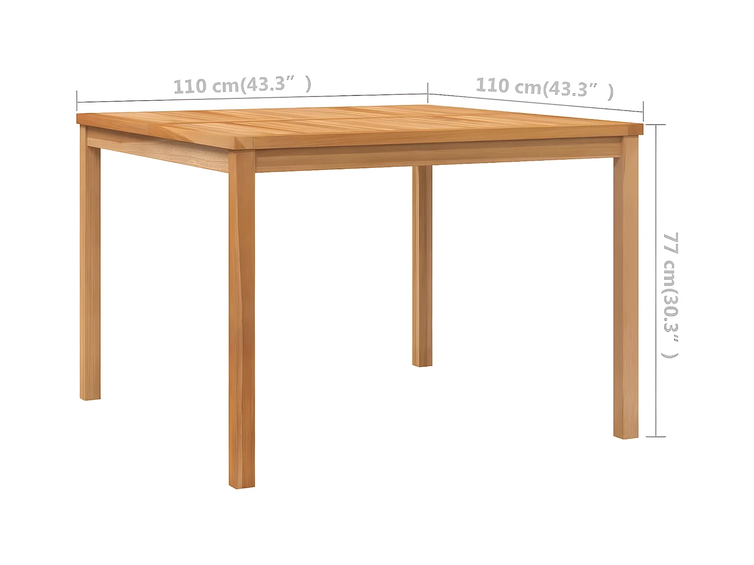 Yvlen  Table à dîner de jardin 110x110x77 cm Bois de teck solide