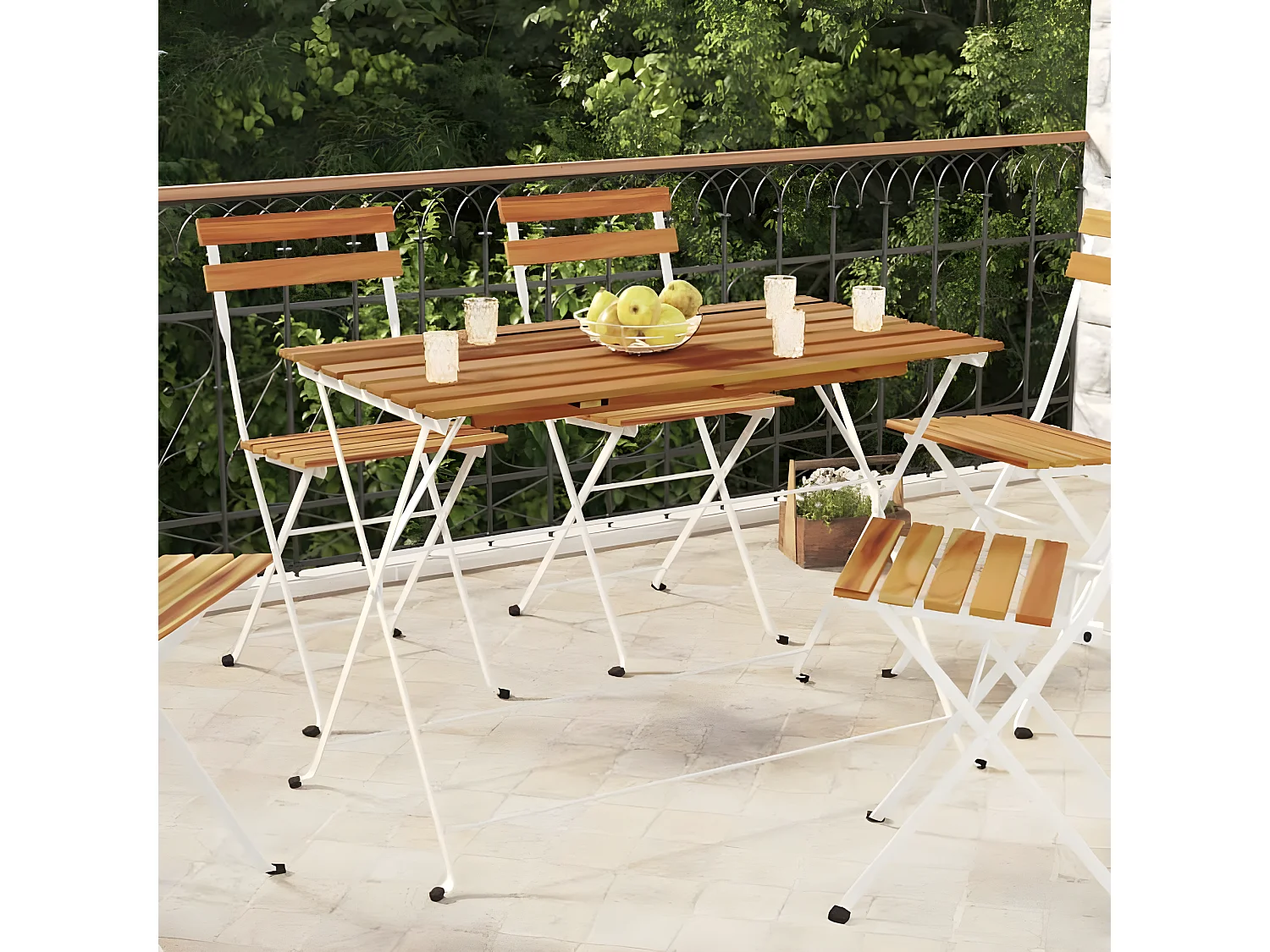 Marc-Joseph-Paul  Mesa de cafetería plegable madera acacia y acero 100x54x71 cm