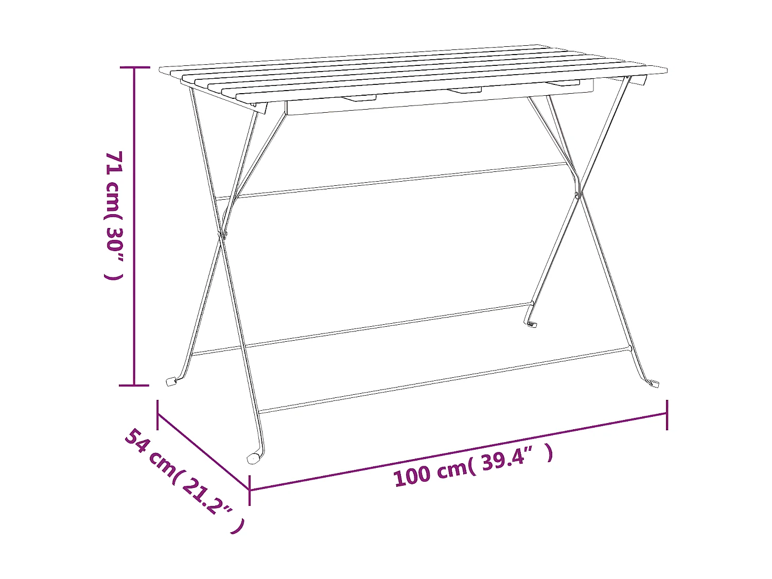 Marc-Joseph-Paul  Mesa de cafetería plegable madera acacia y acero 100x54x71 cm