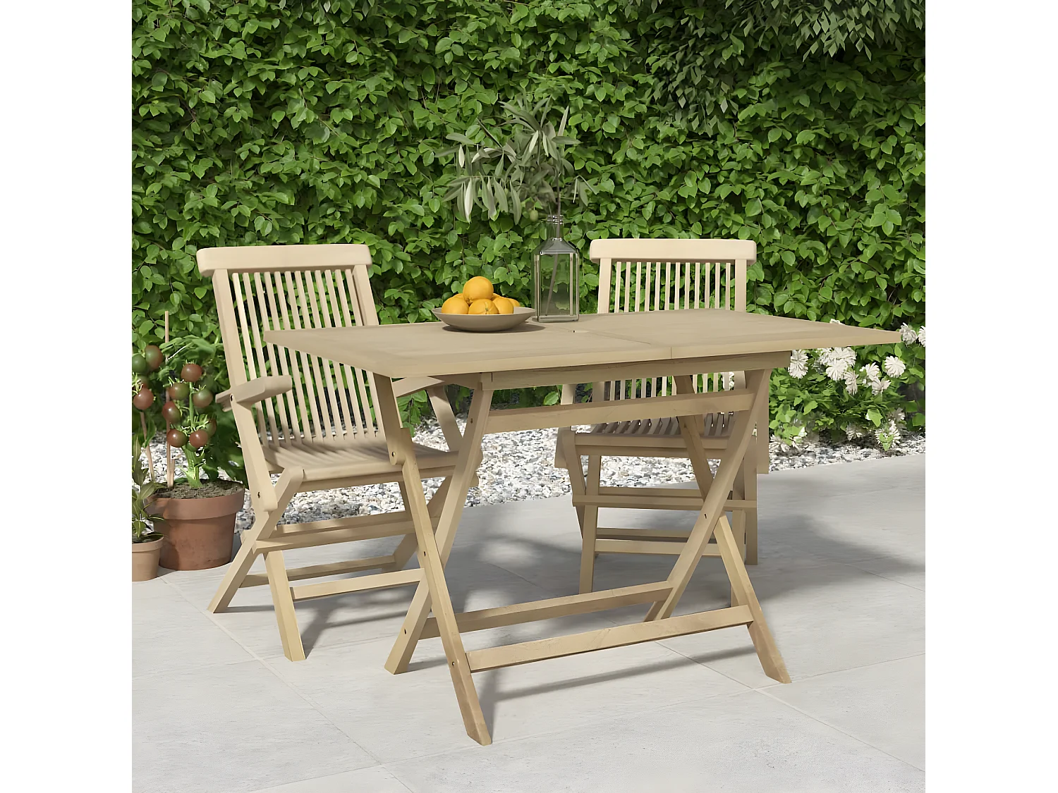 Warrenville  Gartentisch Klappbar Grau 120x70x75 cm Massivholz Teak
