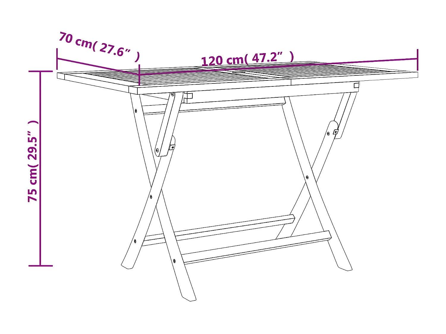 Warrenville  Table de jardin pliante gris 120x70x75 cm bois de teck solide