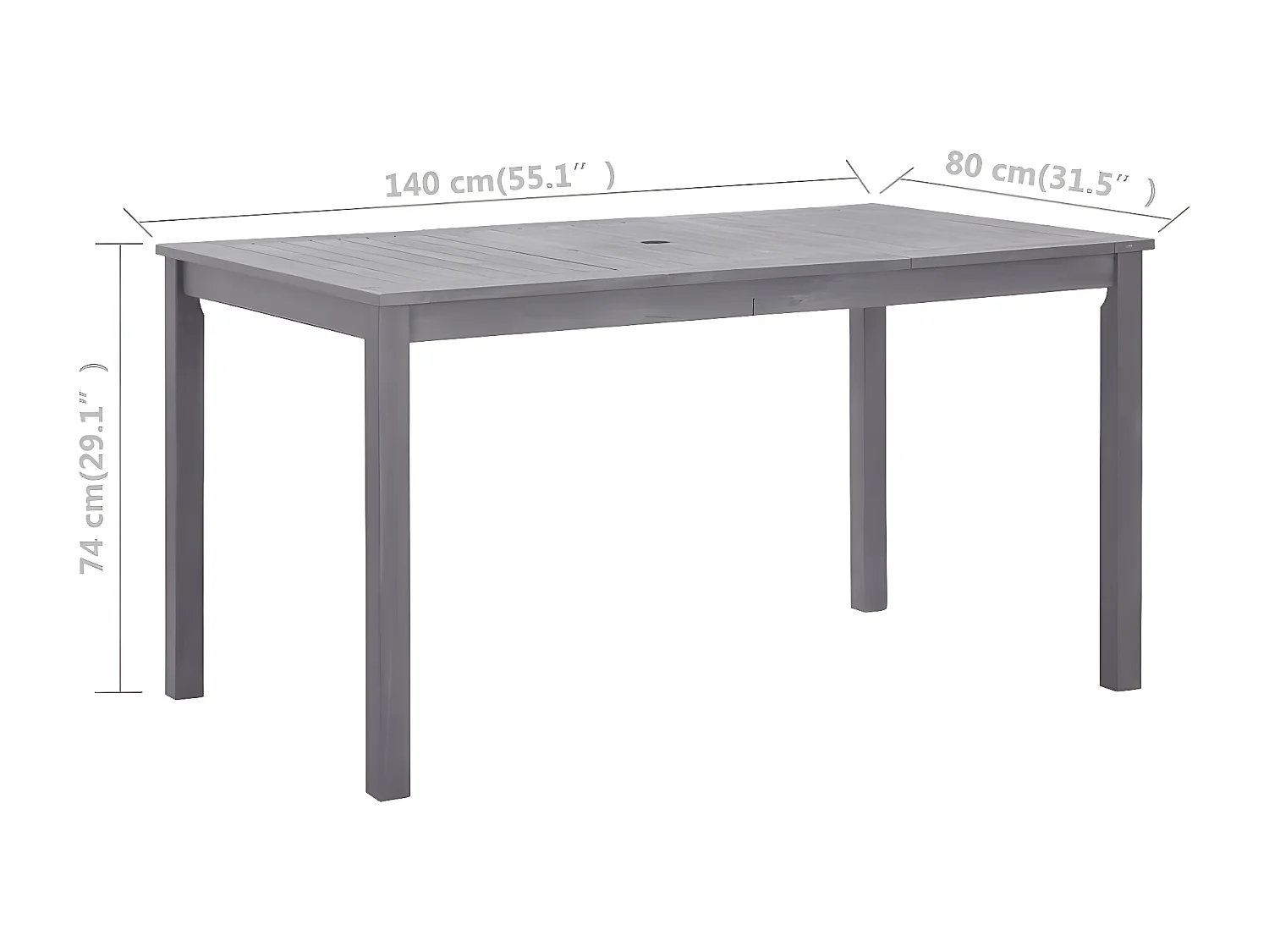 Mordric  Table de jardin Délavage gris 140x80x74 cm Bois d'acacia massif